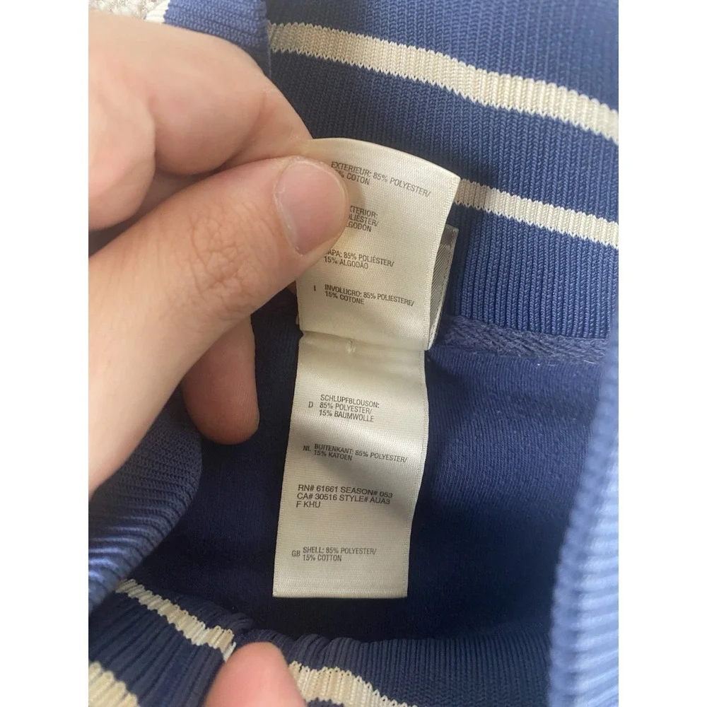 The North Face Blue/White Track Jacket Mens M Preppy Active Gym Warm Striped
